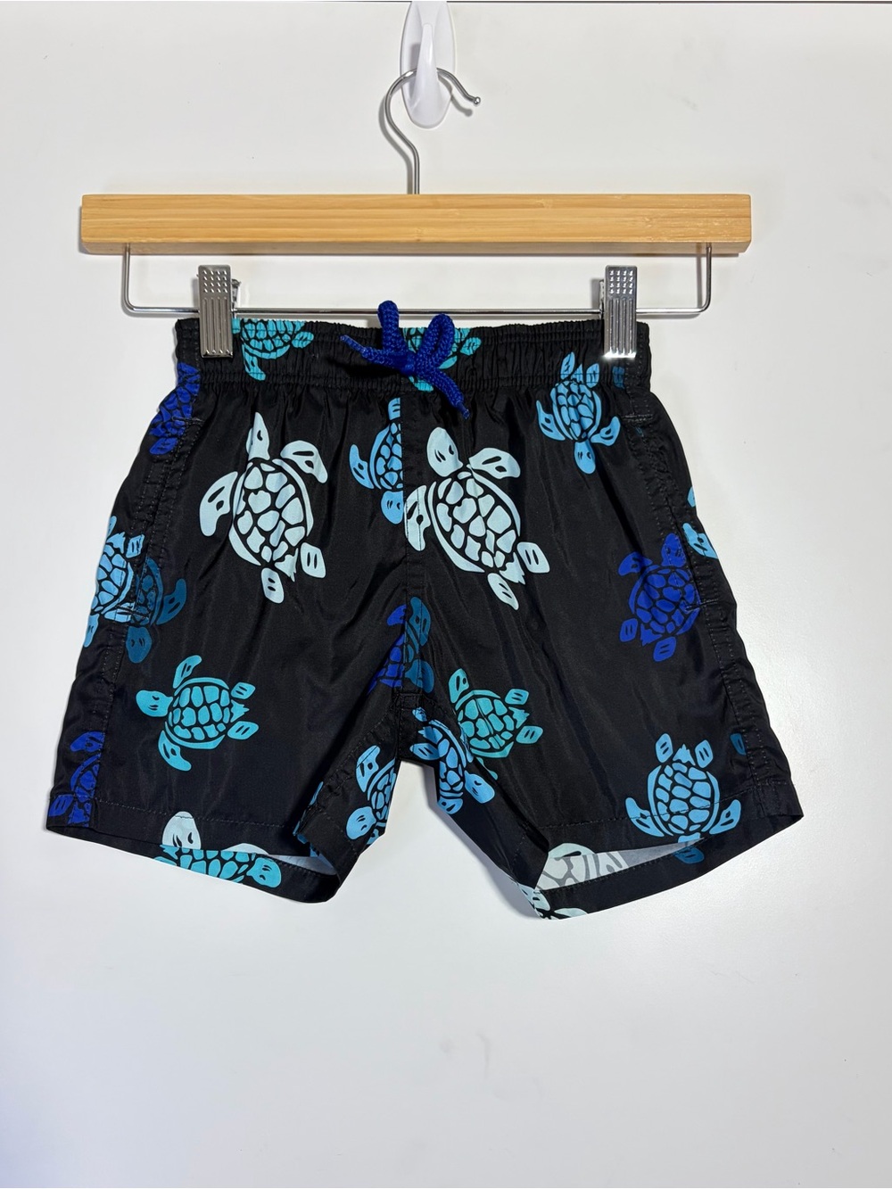 Vilebrequin Boys Swim Trunks Size 6 Black Blue Turtle Print France